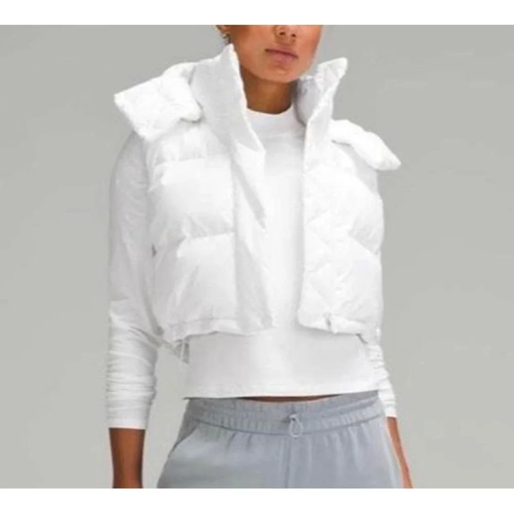 Lululemon Wunder Puff Super-Cropped Vest Womens 12 White NEW LW4CB9S Down Puffer